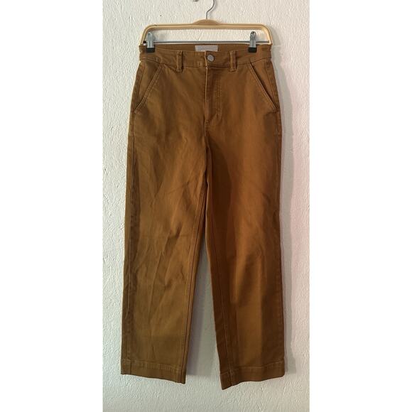 EVERLANE Regular Straight Leg Cropped Pant Jeans High Rise Chino Yellow Sz 4 - Picture 1 of 11